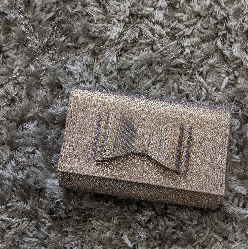 Rhinestone & Bow Small Crossbody Bag